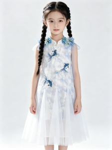 Girls Chinese Style Remodeled Cheongsam Dress 2026 New Summer