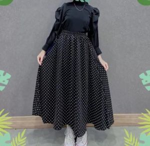 Rok Payung Polkadot | Rok Payung Hitam | Rok Motif Polkadot