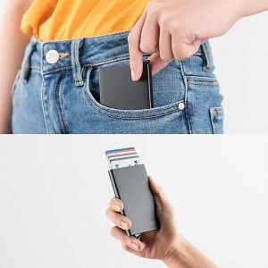 🔥R.H.👍 Automatic Pop-up Aluminum Alloy Card Box Smart Wallet Credit Card Holder ID Card Holder Advanced Texture Metal Slim Wallet Automatic Credit Card Box