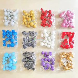 20PCS Cake Topper Ball Set 2cm-4cm Spheres DIY Christmas Ball Birthday Cake Decoration for Party Celebrate Wedding Glitter Balls