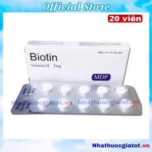 BIOTIN MEDIPHAR USA VITAMIN H 5mg Bổ Sung Biotin Giúp Da Đẹp Tóc Dày Bóng Móng Khoẻ Hộp 20 Viên
