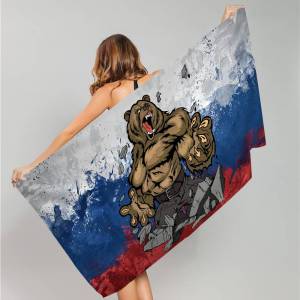 Russian Flag Bath Towel Microfiber Soft Water Absorbing Breathable For Girl Kids Decorative Cartoon Beach Towel