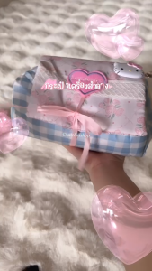 💥พร้อมส่ง💥HENGHENG1🎈🎉กระเป๋าใส่เครื่องสำอาง 𝗣𝗲𝘁𝗮𝗹 𝗣𝗼𝘂𝗰𝗵 ลายดอกไม้สก็อตฟ้า โบว์ผูกสีชมพู ดีไซน์น่ารัก มีซิป พกพาสะดวก