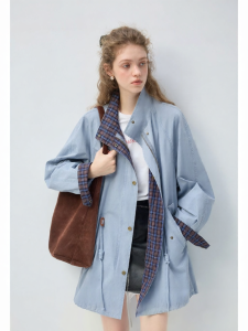 VEGA CHANG | Áo Khoác Cổ Đứng Điều Chỉnh Dây Rút Lazy Style