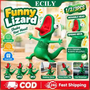 ECILY\ud83d\udd251/2pcs\ud83d\udd25 Creative 3D Printed Green Spring Lizard Toy Mini Cute Fidget Meme Figure Funny Office Desktop Decoration Stress Relief Festive Gift