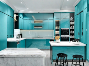 Tủ bếp cánh kính Hồng Anh kính cường lực khung nhôm cao cấp giải pháp bếp gọn gàng an toàn