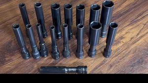 ลูกบล็อก 6 เหลี่ยม ยาว 1/2" ดำ 128MM, CRV ลูกบล็อกลม, บล็อกขันล้อ, ถอดล้อ, บล็อกไฟฟ้า, ลูกบล็อก กลม แผ่นข้าง 8-14MM