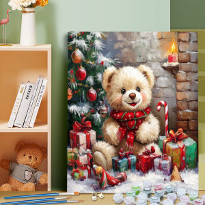 RUOPOTY Diy Oil Painting By Numbers Teddy Bear Christmas Gift Adult Coloring Picture Drawing Artwork Art Supplies Kit Wall Decor