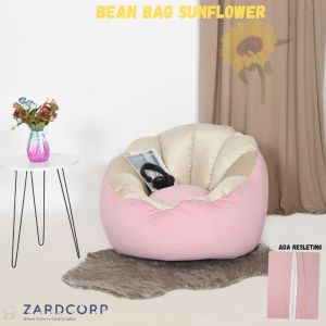 Beanbag Sunflower Bahan Beludru Premium Siap Pakai Sudah Termasuk isi Size Dewasa