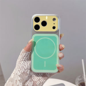 Plating Dopamine Color Large Window Lens Shockproof Phone Case For iPhone 17 16 15 14 Plus 13 12 11 Pro Max For MagSafe Cover