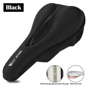 West Biking | WEST BIKING Silicone Bike Saddle Cover Anti-slip Shockproof MTB Road Bike Seat Cushion with Rain Cover for Comfortable Cycling