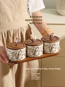 SHELI | Kitchen Seasoning Set Ceramic Spice Bottles Salt Shaker Capsule