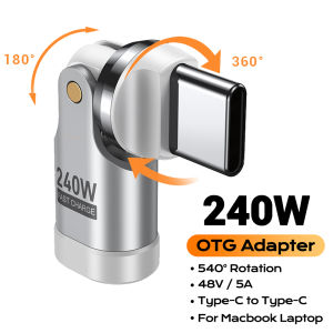 AUFU 240W USB C to Type C OTG Adapter PD3.1 5A Fast Charge Cable Converter for iPhone MacBook Laptop 540 Rotation Type C Adapter