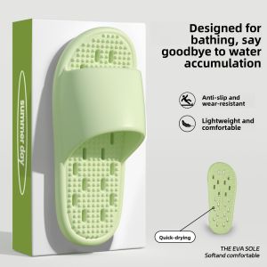 MONLEYTA | Womens Bathroom Anti-Slip Waterproof Summer Bath Slippers Hollow Out Drainage Couple EVA Material Comfortable Slip-On Shoes