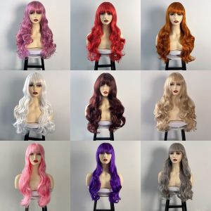 Multi-color long roll simulated hair full headgear air bangs long hair chemical fiber mechanism headgear