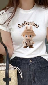 BAJU KAOS WANITA LENGAN PENDEK SLIM FIT LABUBU KATUN COMBED T SHIRT SHORT KATUN LEMBUT