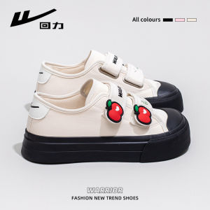 Warrior | Giày Vải Học Sinh Có Dây Dán Mới Thu/Đông 2025 Màu Hồng Dâu Phong Cách Thường Ngày