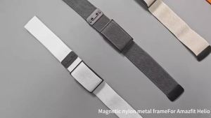 2-in-1 Metal Frame + Magnetic Nylon Sport Band for Amazfit Helio Adjustable Replacement Strap Lightweight Comfortable Wristband