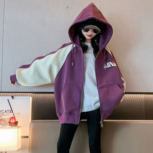 Áo Khoác Nữ Mùa Thu Thời Trang Thường Ngày Có Mũ Trùm Đầu Dài Tay Áo Khoác Trẻ Em Cỡ Lớn Có Khóa Kéo Bằng Polyester