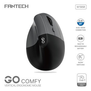 FANTECH W195R Ergonomic Vertical Mouse BT 2.4G Wireless Mice Rechargeable Mouse For Tablet Laptops Computer PC Mac