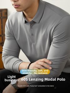 PERDONTOO | Comfortable Soft Polo Shirt Men Long Sleeve Business Casual Thin