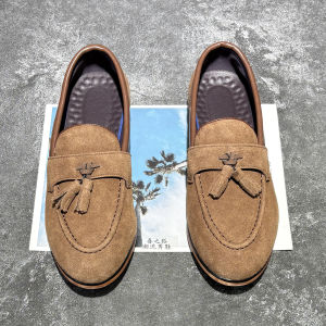 Pointed Toe Mens Loafers Genuine Leather Slip-On British Style Lazy Shoes Trendy High-End Feelings Hairdresser Casual Slip-On Leather Shoes