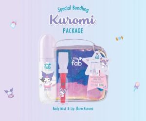 Little Fab Kids Body Mist & Lip Shine Sanrio Kuromi Special Package Free Tas cantik