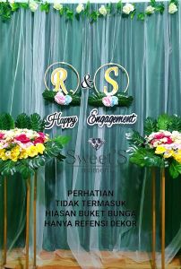 Paket backdrop bahan filamin dan tile dekorasi lamaran dan nikahan