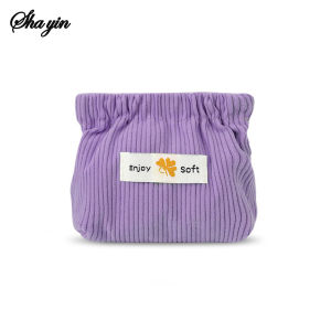 1PC Corduroy Clover Storage Bag Handheld Bag Bullet Storage Bag Lipstick Cosmetics Storage Bag Convenient Mini Wallet