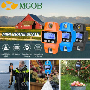300kg Mini Crane Scale Lcd Digital Electronic Stainless Steel Hook Screw Hanging Weight Portable Crane Scales Weighing Balance Suitable
