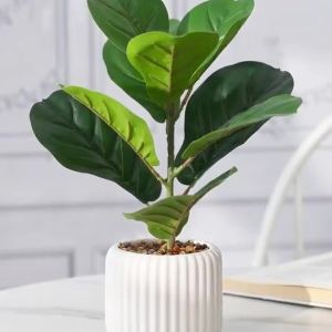 38cm 9 Forks Artificial Ficus Plants Plastic Banyan Leaves Big Rubber Tree Leafs Small Desk Plants For Home Garden Outdoor Decor