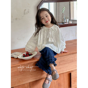 Áo Sơ Mi Trẻ Em Tay Dài Thời Trang Phong Cách Hàn Quốc Mùa Xuân Thu Mới Về Tay Bồng Thời Trang Trẻ Em Chất Liệu Cotton Thoải Mái