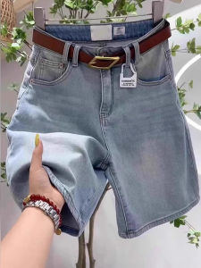 กางเกงขาสั้นยีนส์ทรงหลวมเอวสูงสำหรับผู้หญิงไซส์ใหญ่ กางเกงขายาวทรงตรงเอวสูงทรงหลวมสำหรับฤดูร้อน ทรงสลิมฟิต