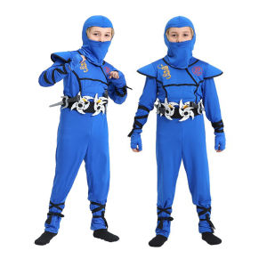 Blue Ninja Costume for Child Stealth Cosplay Warrior Assassin Halloween Party Kids Kung Fu Outfit Dress Up