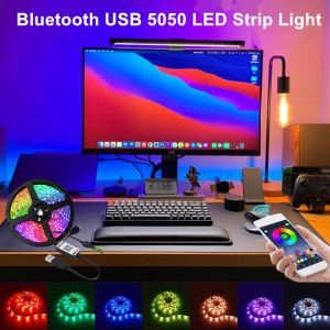 Angelila 5m RGB 5050 Led Strip Light Bluetooth App Control 5V USB Led Tape Flexible Ribbon Diode Tape for TV Backlight Room Kitchen Decoration