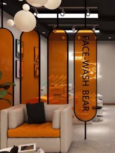 Luxurious Living Room Cream Style Face Washing Bear Screen Partition for Beauty Salon Special Use Metal Artistic Modern Foldable Screen