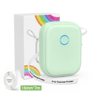 P12 Mini Portable Thermal Label Printer Auto Cut Label Printer Bluetooth Adhesive Sticker Label For Gift/Diy Creative As D110