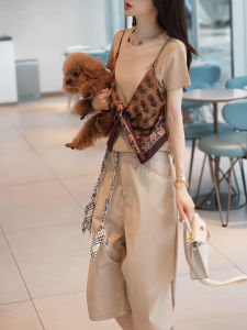 Shalldoer | Loose Wide Leg Short Sleeve Womens Two-Piece Set Summer Casual Comfortable T-Shirt Shorts Outfit Salt Series Fashion Design