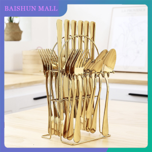 24pcs stainless steel knife fork and spoon box gold gift box set high appearance level