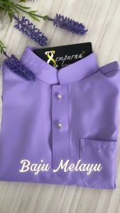 ☆ Brand Sempurna ☆ New Design Baju Melayu Regular Slim Fit Cotton Warna Lilac Purple Sedondon Baju Raya - C015BM / BMC