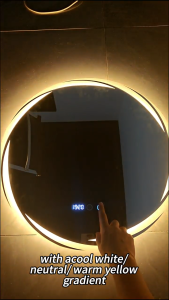 Wall Mounted Round Bathroom Makeup Mirror with LED light Decorative Lighting Smart Bathroom Dresser Beauty Mirror Defog