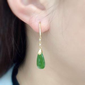 ZHONGGUOGONGYI | Jade and Gold Plated Earrings