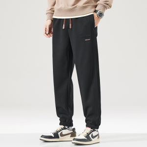 Casual Mens Sweatpants 2025 New Autumn Loose Fit Sports Pants Trendy All-Match Heavyweight Cuffed Sweatpants Straight Leg Cotton Polyester