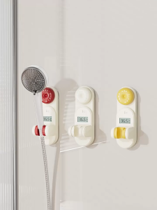 MLADEN Bathroom Shower Head Holder No Drill Movable Suction Cup Shower Head Bracket Displays Temperature