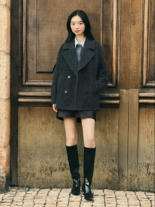 French Wool Removable Goose Down Padding Jacket