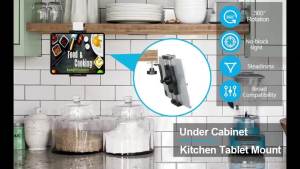Universal Kitchen Under Cabinet Phone Tablet Holder for 4.7-13 inch Tablets Smartphone Metal Clamp Stand for iPad Air Pro iPhone