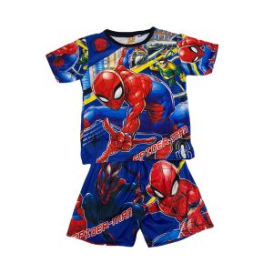 เสื้อผ้าเด็ก ชุดผ้ามัน สไปร์เดอร์แมน ฮัลค์ แบทแมน ชุดเด็กใส่สบาย อายุ 4-8 ขวบ เสื้อผ้าเด็กผู้ชาย เสื้อแขนสั้นขาสั้น เสื้อผ้าผู้ชาย เสื้อแขน