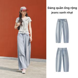 Semir | Quần Jeans Nữ Form Rộng Xếp Ly Ống Cong Phong Cách High Street