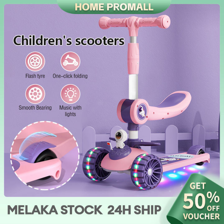 Scooter With 4 Wheel Adjustable Foldable Children's Foot Scooter For Boys Girls main image 0