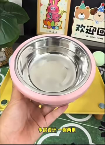 Anti-Ant Elevated Cat Bowl Dog Bowl Stainless with Four Legged Pet Feeder Drinker Cat Food Bowl